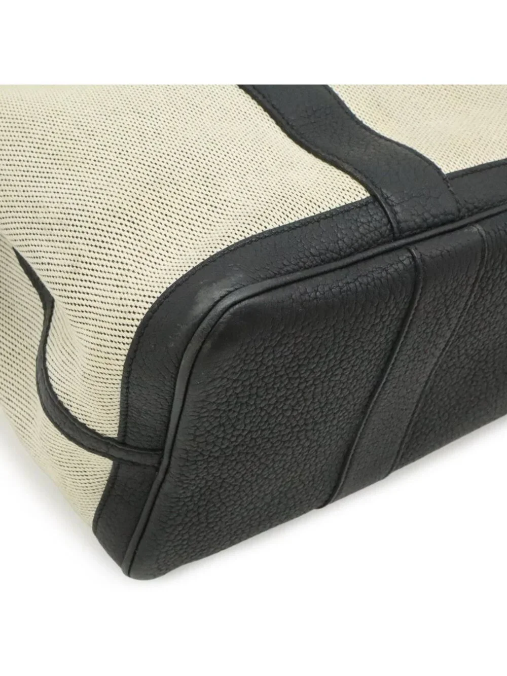 Hermes Garden Party PM Tote Canvas Leather Off White Black Silver - Picture 3 of 8